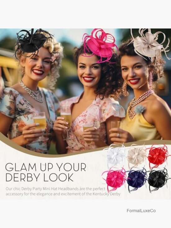 6 Pcs Derby Party Fascinator Hats for Women Tea Party Wedding Feather Hair Clip main image 4